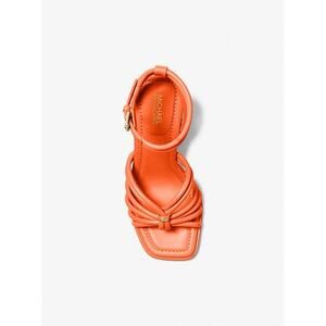 MICHAEL KORS ASTRA 100% LEATHER SANDAL IN OPTIC ORANGE SZ 6.5M MSRP $198